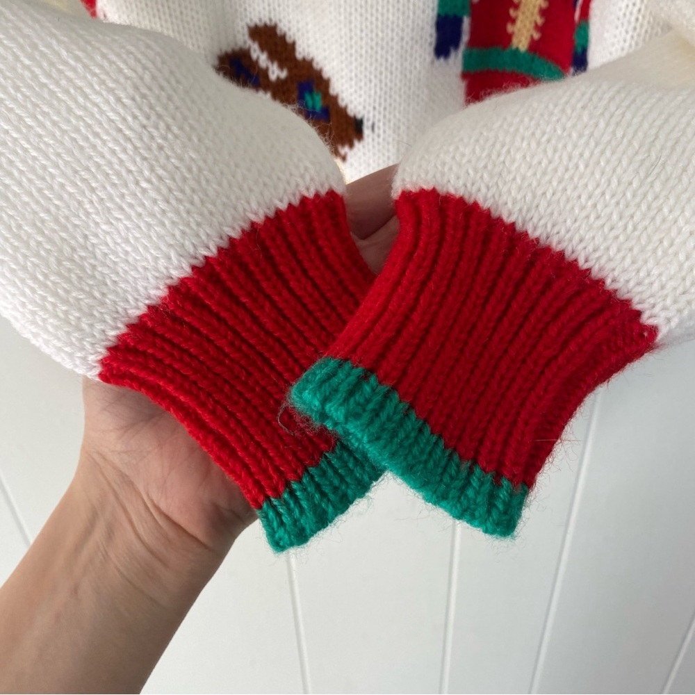 Vintage Leroy Sweater Christmas Reminder Santa Knit Collared Acrylic Size Small - Picture 5 of 9